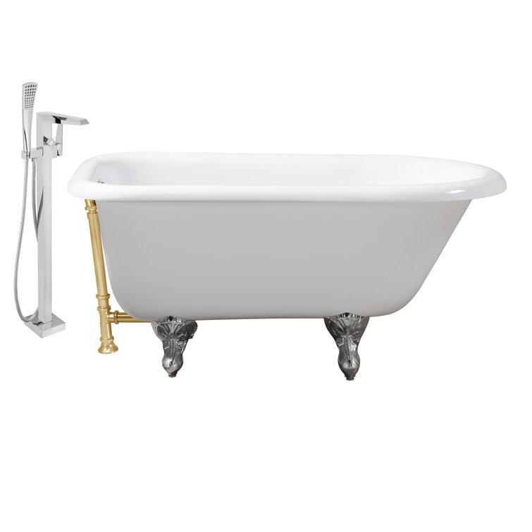 StreamlineBath 66" x 30" Soaking Porcelain Enameled Cast Iron Bathtub